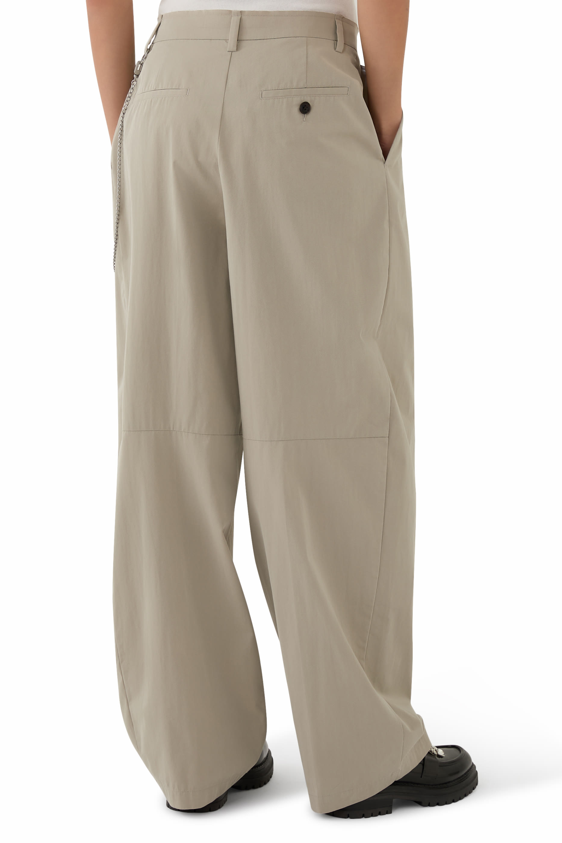 بنطال بقصة فضفاضة مزيج قطن