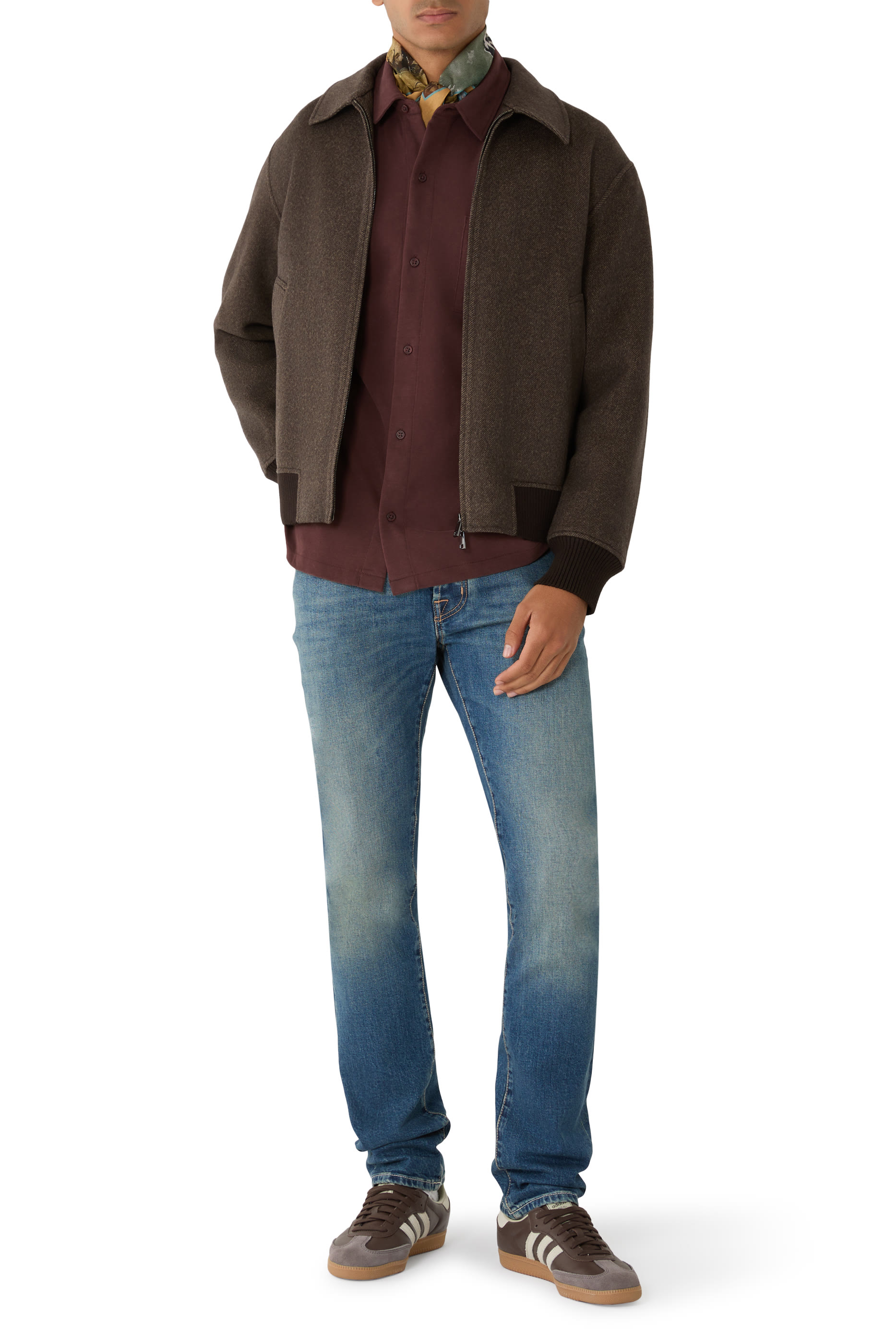 قميص بأزرار أمامية قطن جيرسيه بملمس شمواه