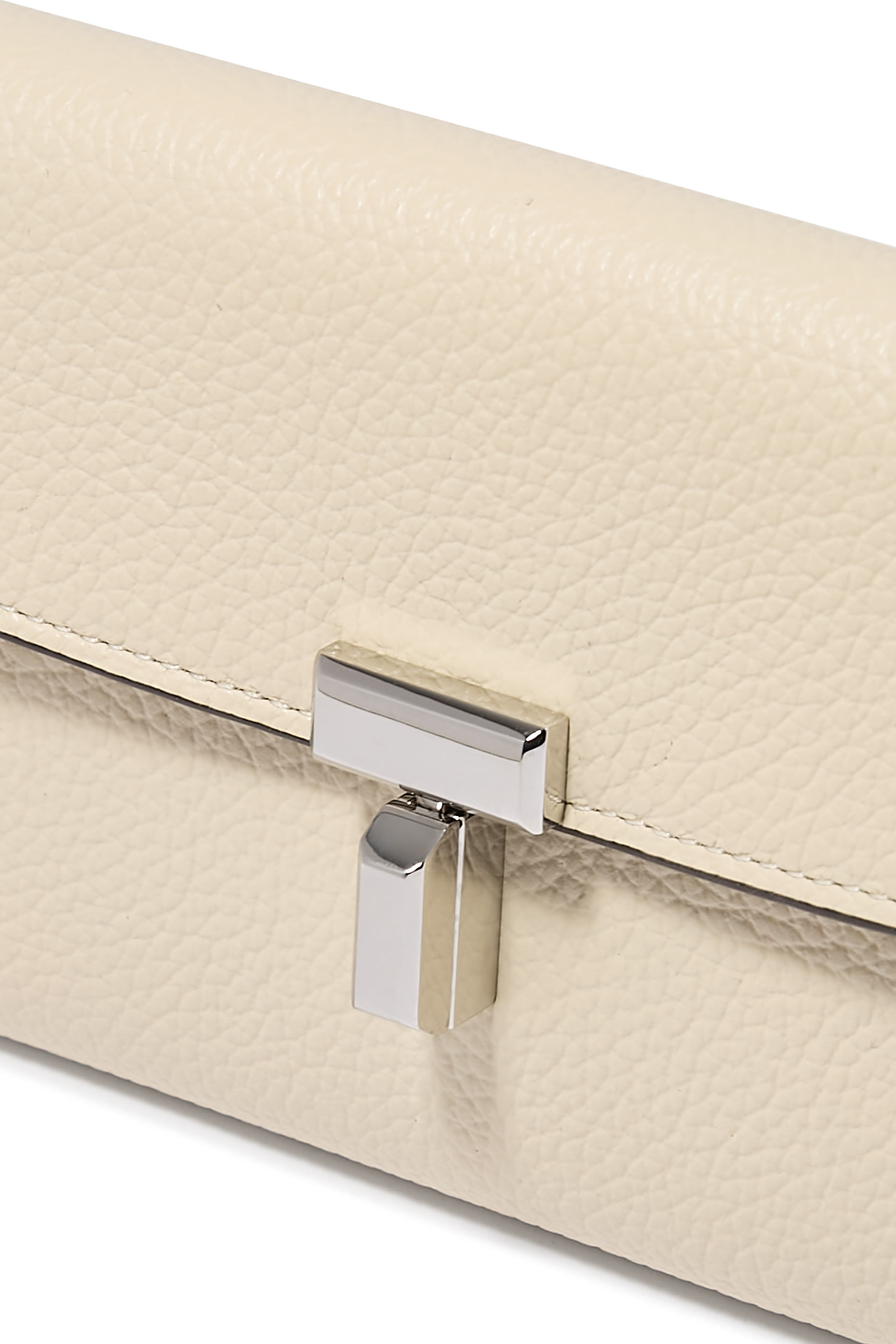 محفظة بقفل بتصميم حرف T جلد بارز الملمس