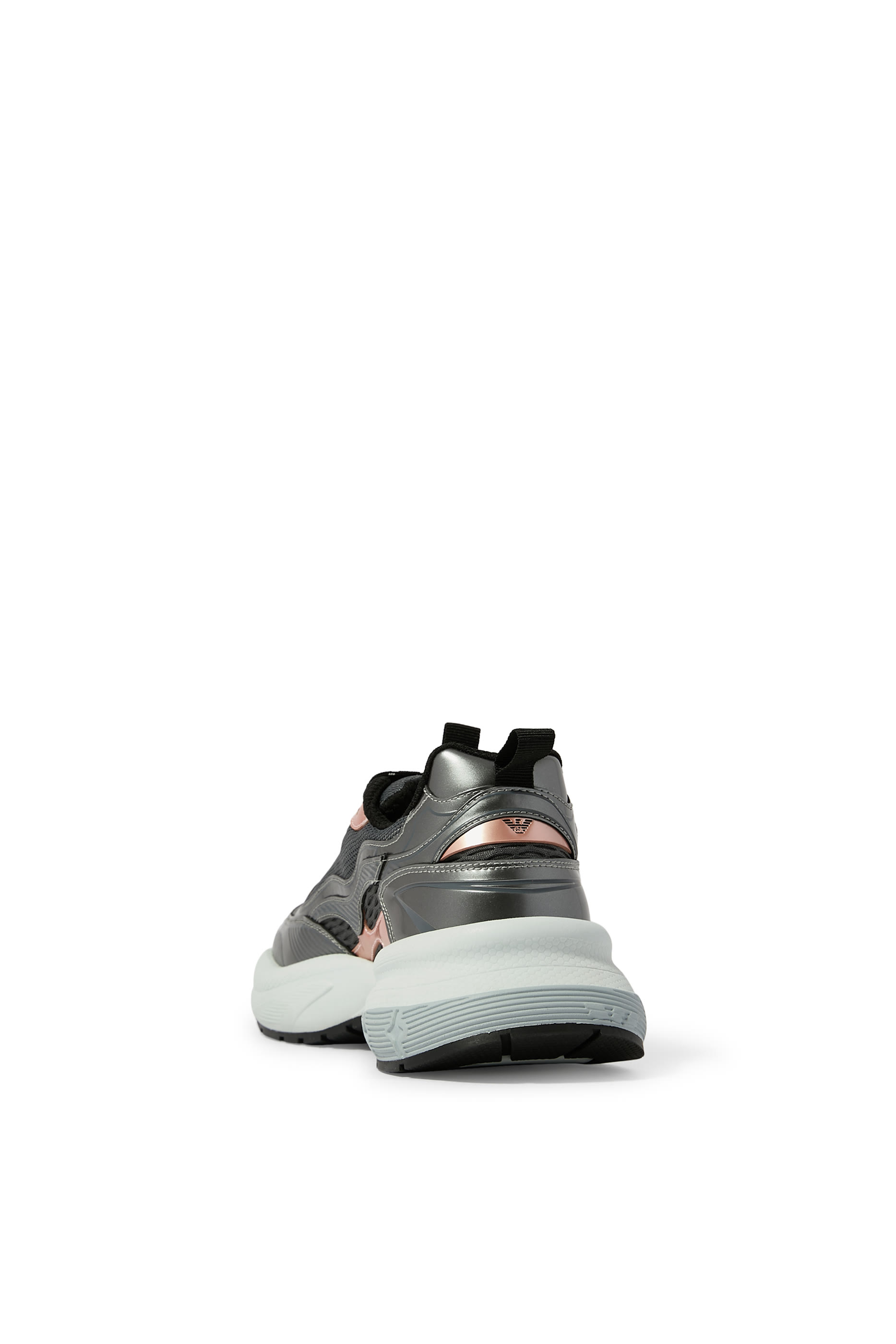 Mesh Sneakers with Laminated Details & Signature Logo