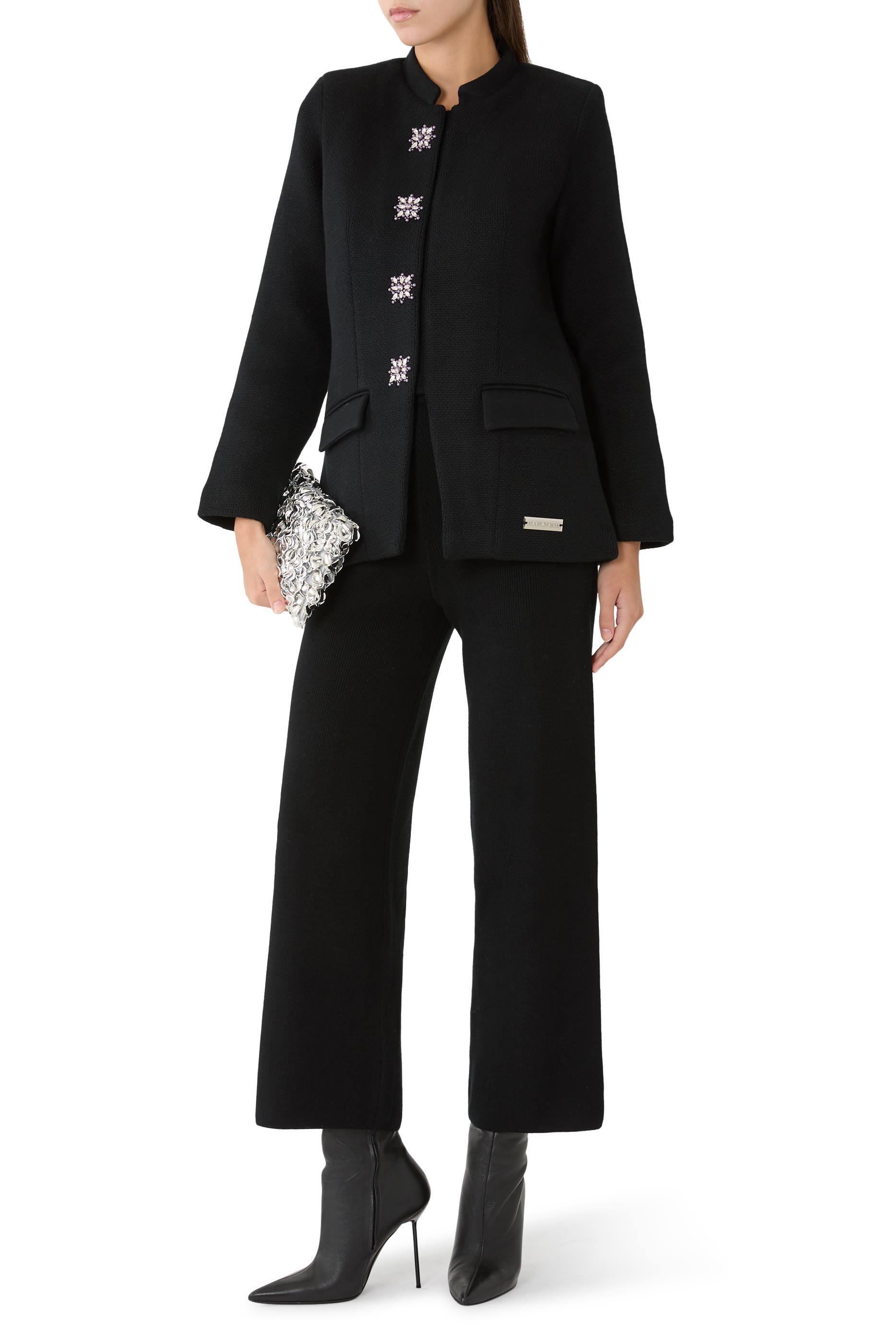 Button-Detail Nehru Collar Jacket