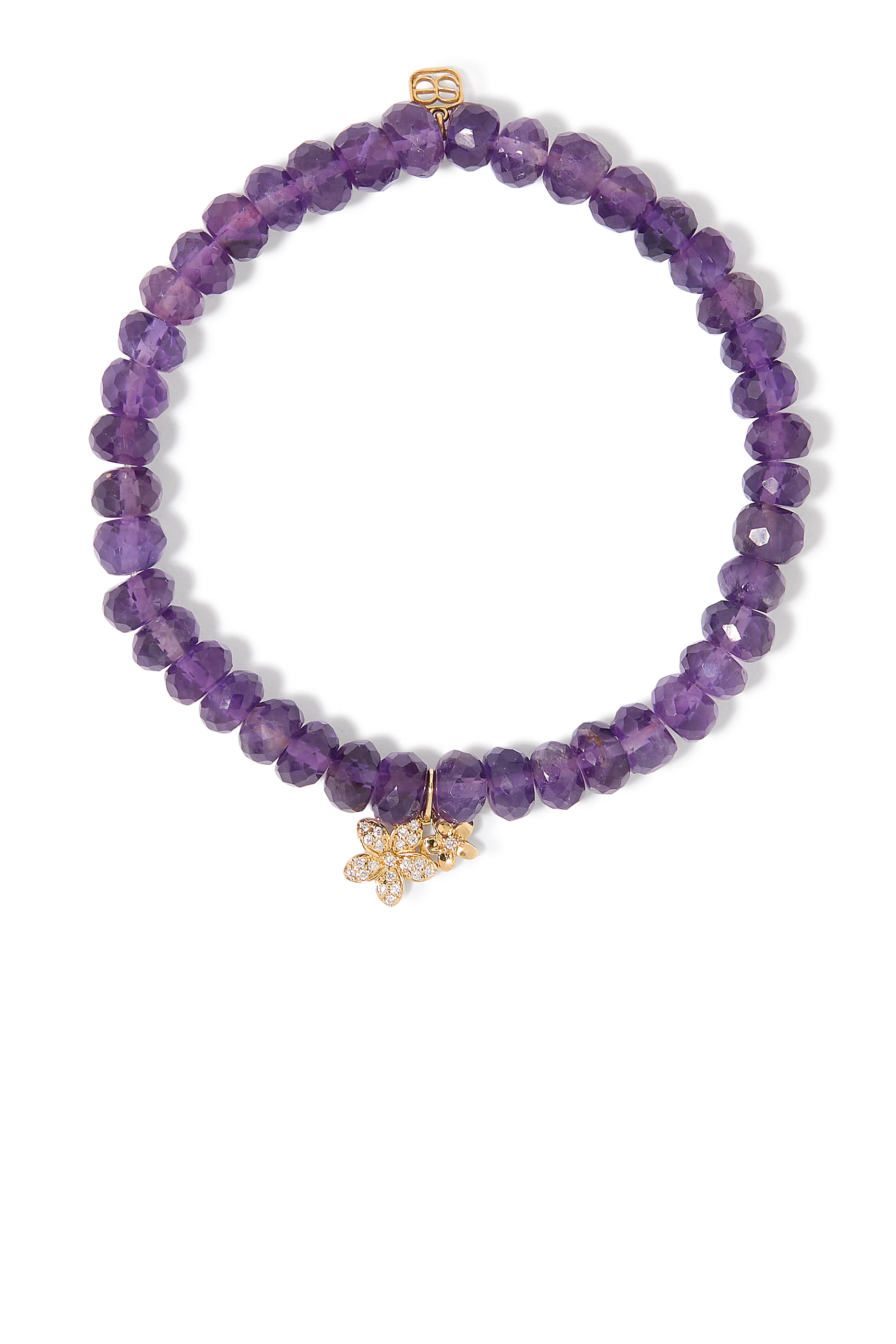 سوار خرز هيشي بحلية صغيرة بتصميم زهرة بلوميريا جمشت ذهب أصفر عيار 14