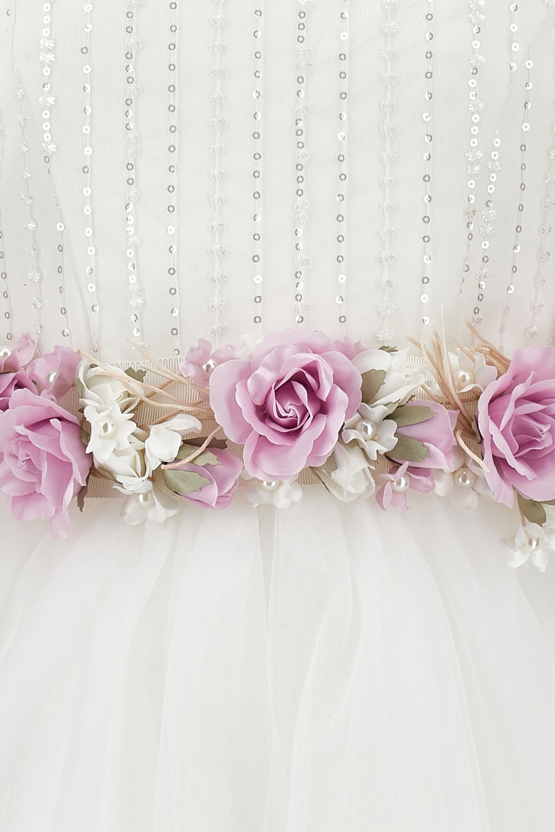 فستان تول مزين بزهور وترتر للأطفال