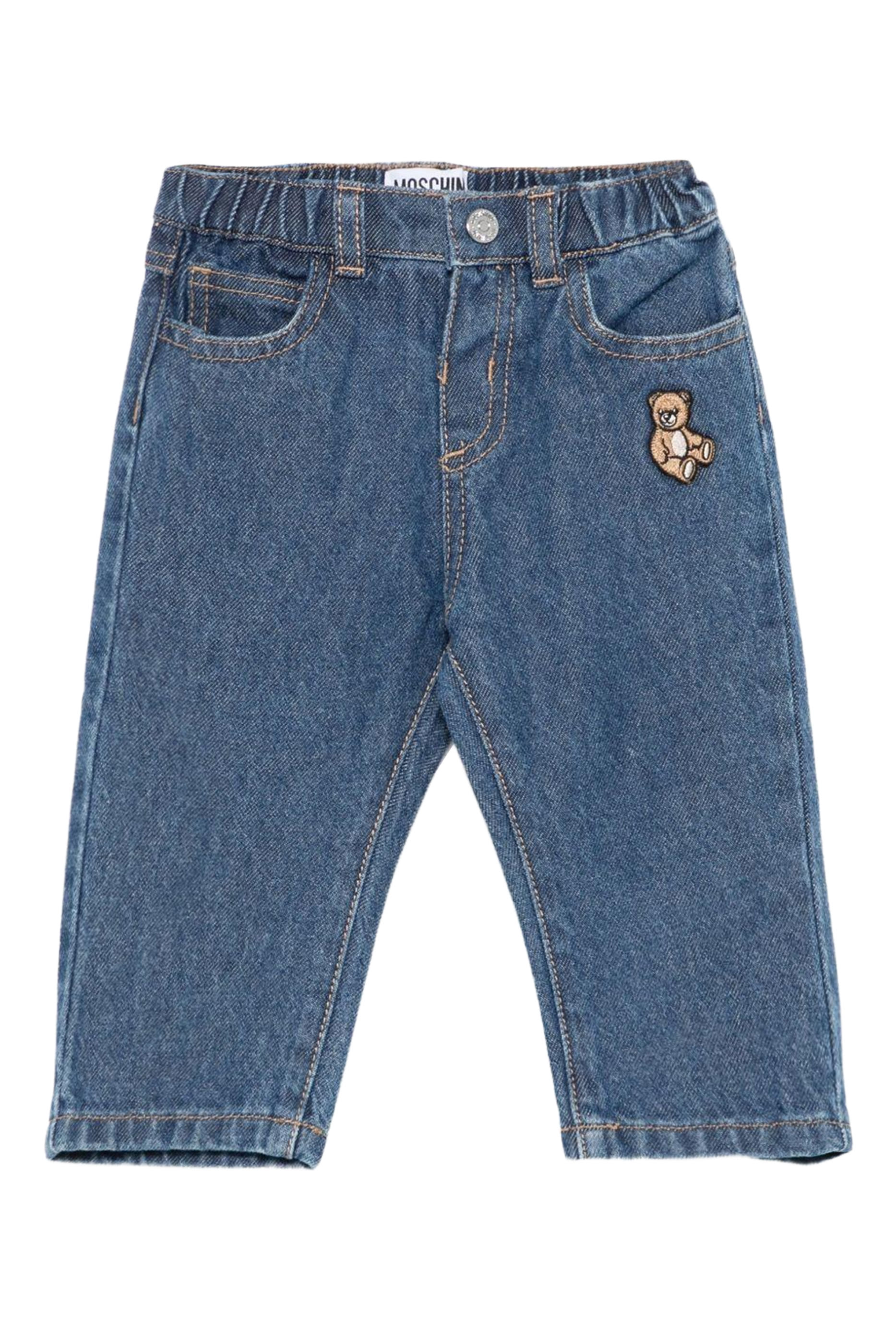 بنطال جينز بقصة ساق مستقيمة ورقعة الدب تيدي دنيم للأطفال