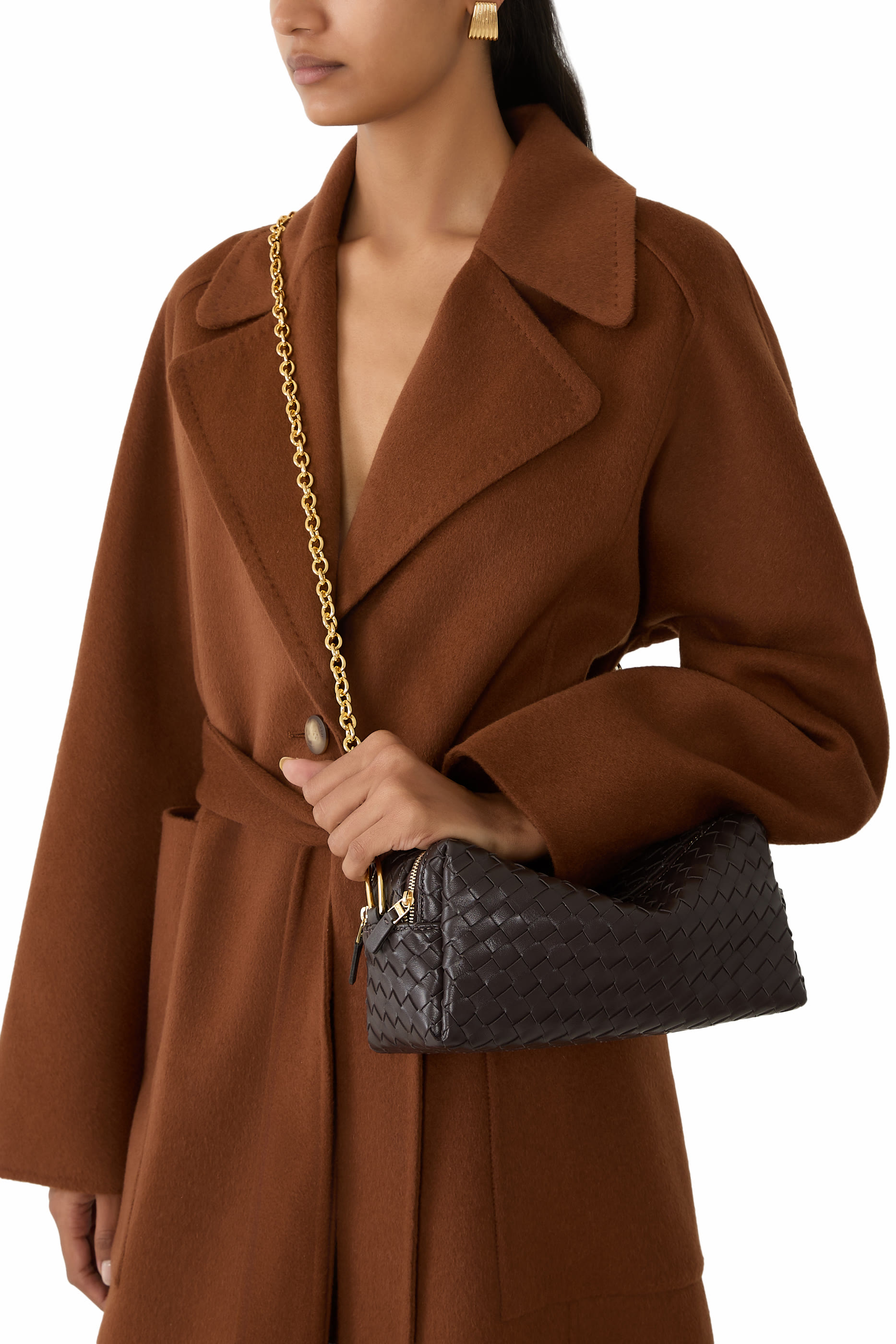 حقيبة تروس بسلسلة جلد مجدول