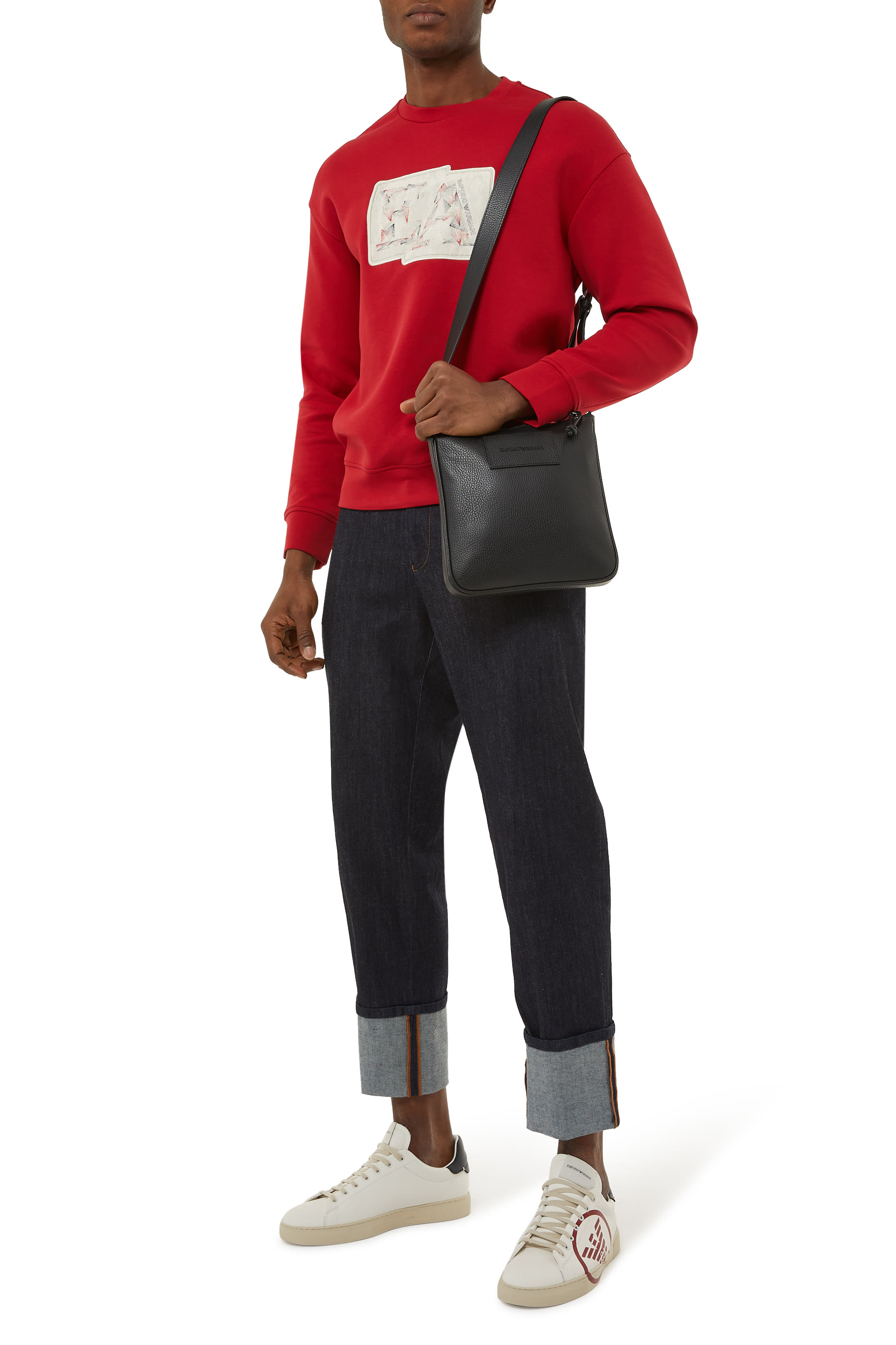 حقيبة كروس بودي بتصميم مسطح بشعار الماركة