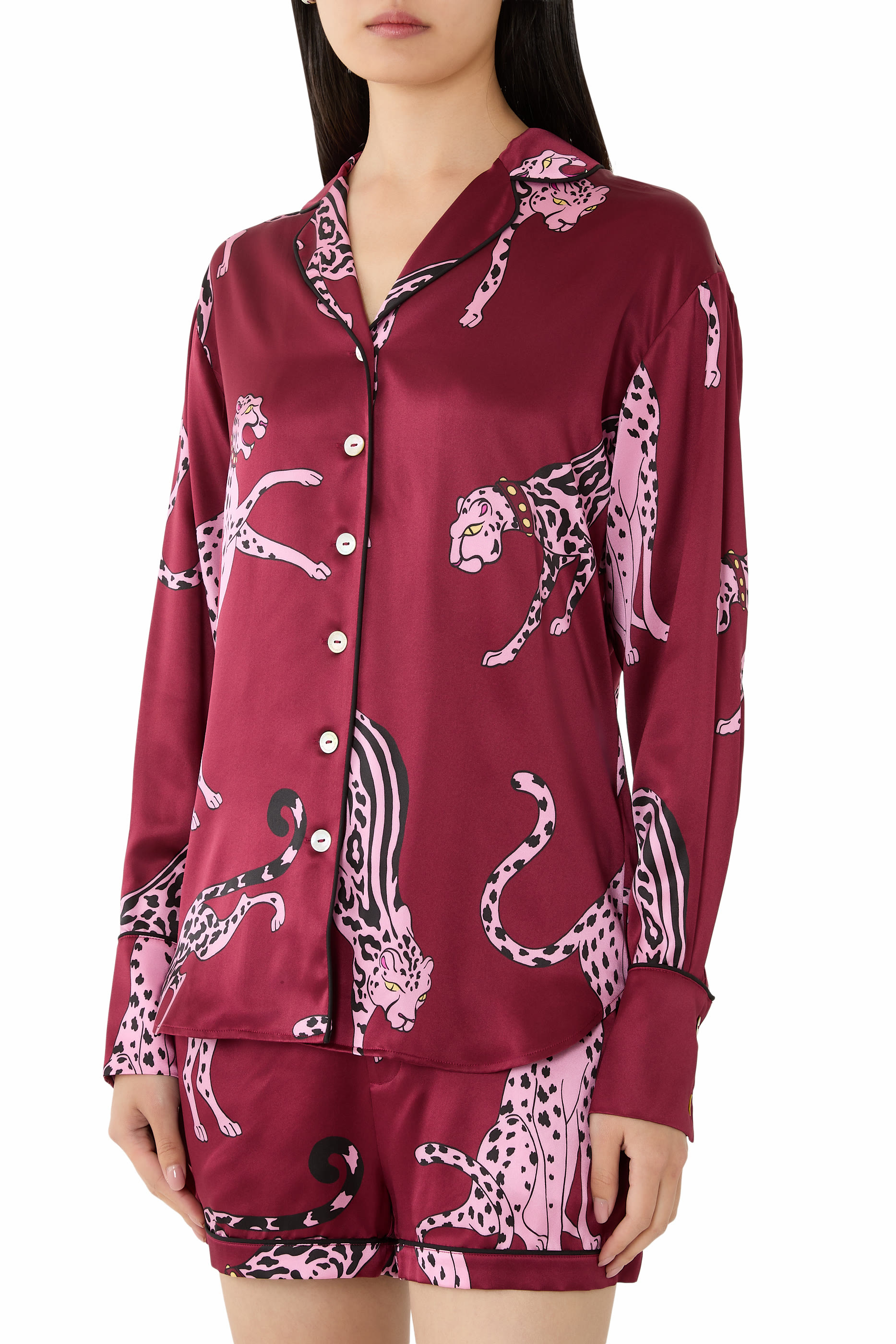 طقم بيجاما ألبا شيري بنقشة جلد النمر