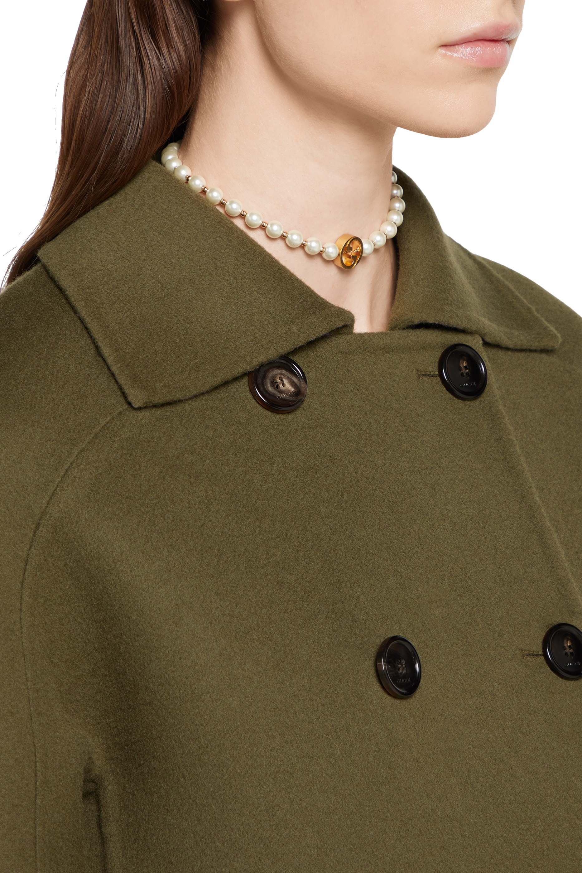 معطف بصفي أزرار صوف