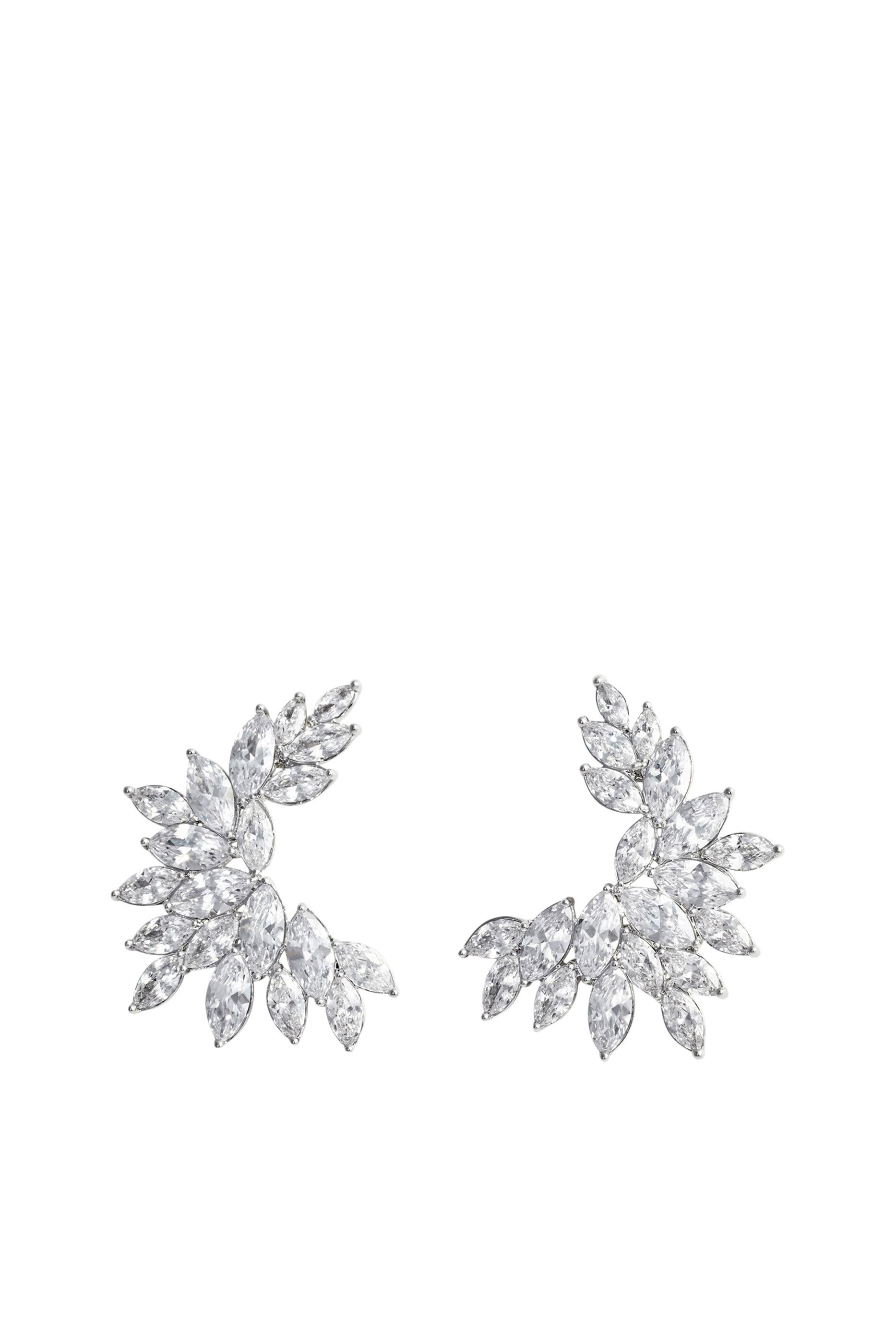 أقراط بتصميم محيط بالأذن مرصعة بالكريستال